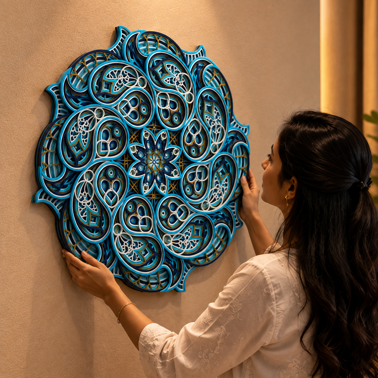 Tranquil Weave - 16in | Multilayer Mandala Wall Decor | 3D Wooden Wall Art