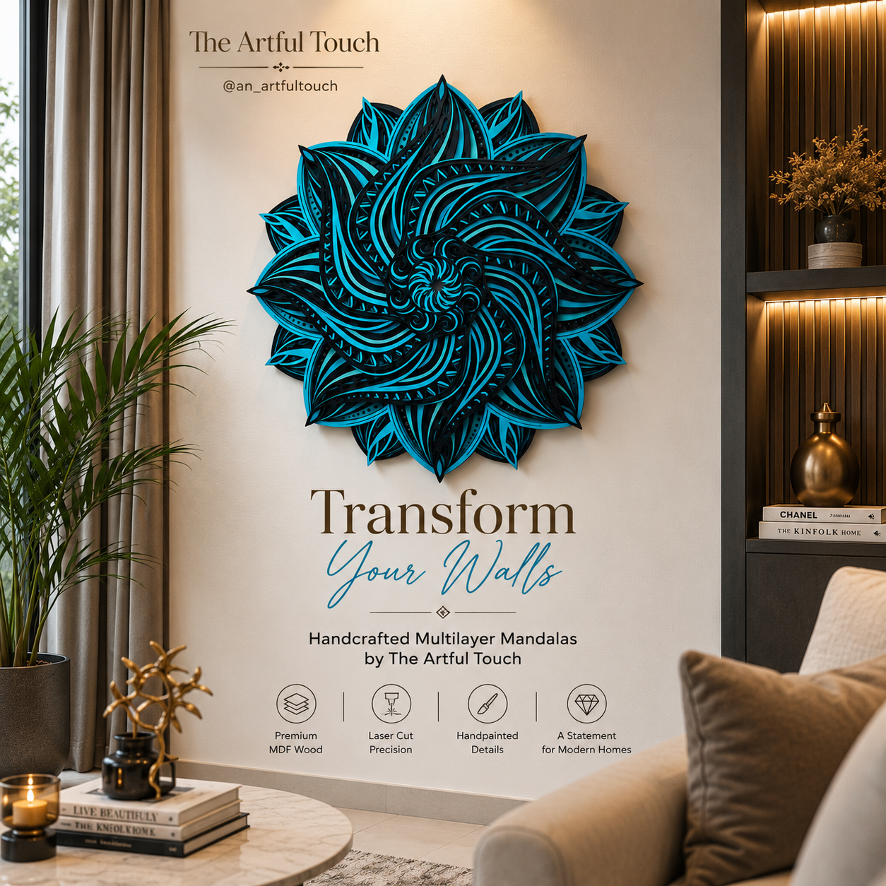 VERTEX – Multilayer Mandala Wall Decor | 3D Wooden Wall Art